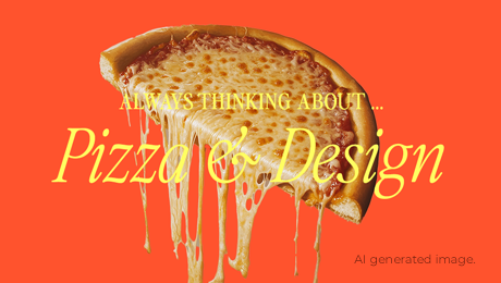 Eine halbe Käsepizza vor einem roten Hintergrund